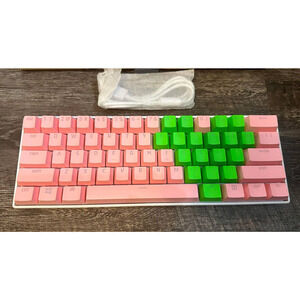 Atrix 60 Percent Keyboard - Customized with Razer Keycaps - Pink & Green Heart